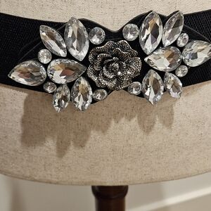 Elegant Black and Silver Embellished Belt
